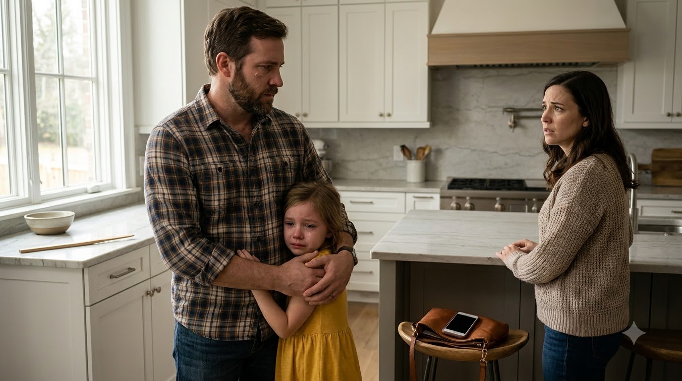 I came home and found my four-year-old daughter kneeling on the kitchen floor while my wife struck both of her tiny hands with a thin switch. Vanessa claimed Sophie had been “disrespectful”—but my daughter was crying because she had overheard a phone call she was never supposed to hear.