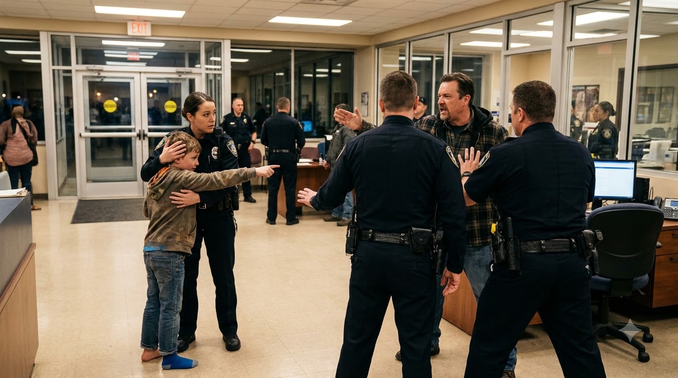 A terrified 7-year-old boy ran into the police station sobbing while an angry man chased him through the doors. He grabbed my uniform and screamed, “That’s my stepdad—he locked my mom in the shed!”