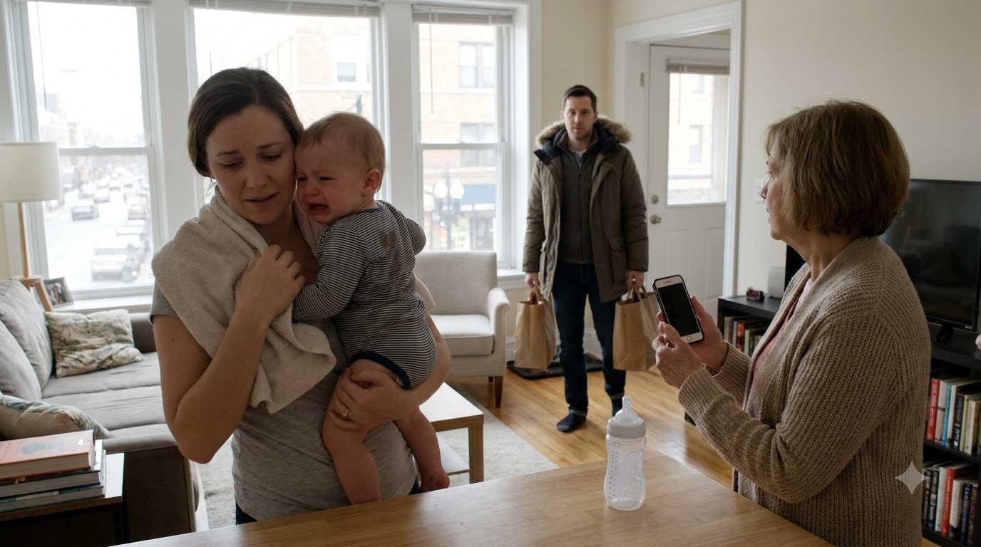 The moment my mother-in-law poured an entire bottle of milk over my six-month-old son’s face because he wouldn’t stop crying, something inside me snapped. I slapped her before I even realized my hand had moved.