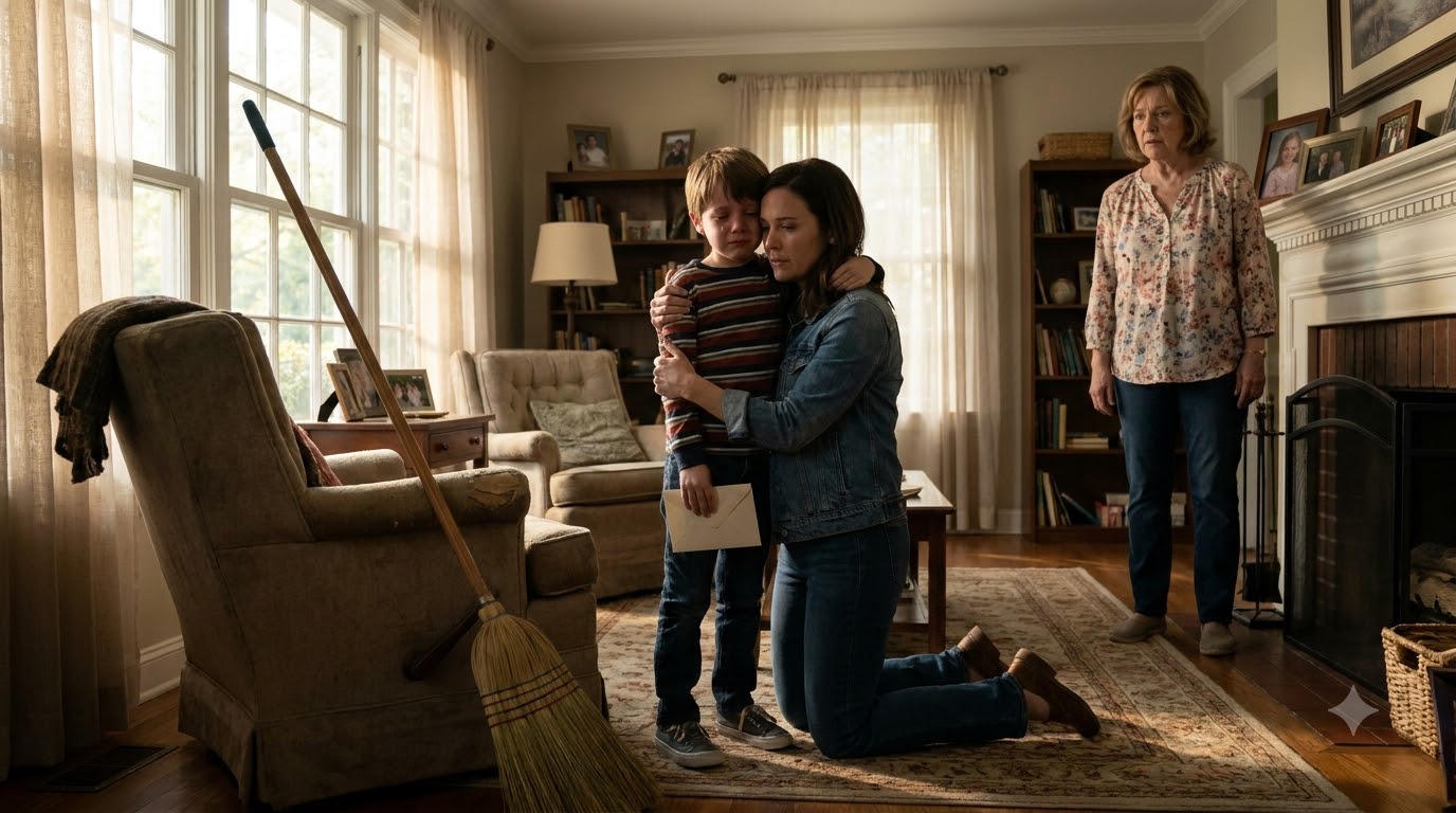 I came home early and found my mother-in-law forcing my six-year-old son to lie face-down on the floor while she hit him with a broom. I didn’t even take off my shoes before I ran at her.