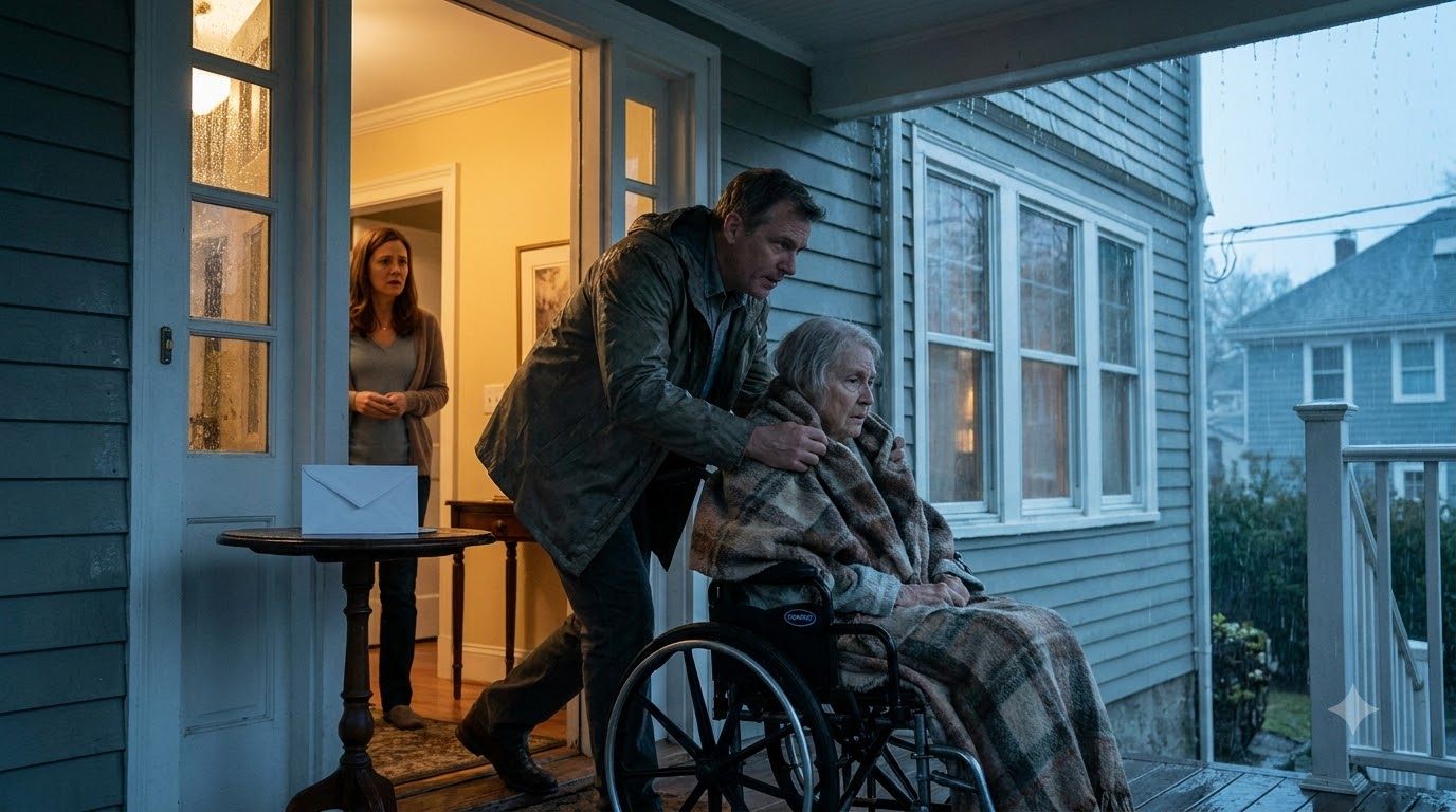 I came home from a business trip one day early and found my disabled mother sitting alone in the freezing rain. When I saw my wife watching from behind the window, I knew this wasn’t an accident.
