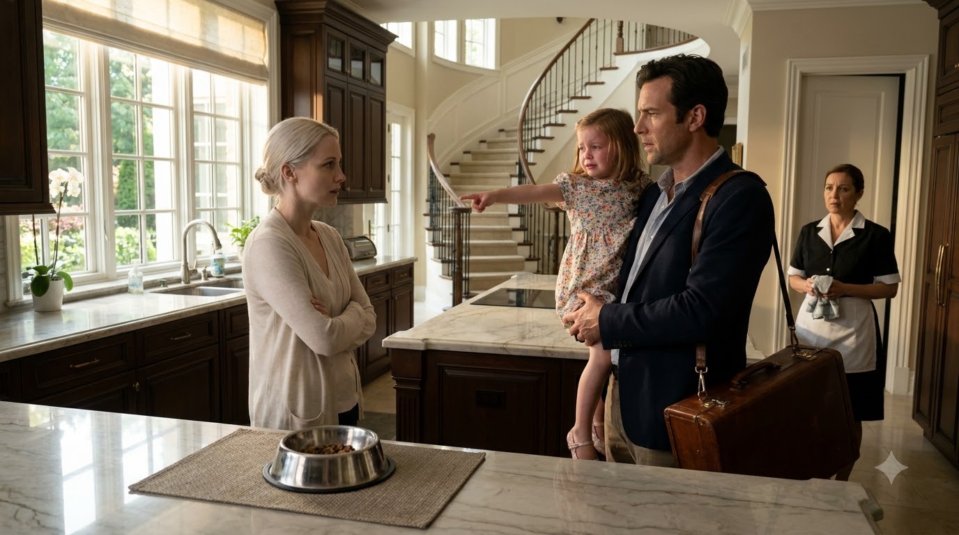 The moment I walked into my Dallas mansion after a week-long business trip, I found my four-year-old daughter crying on the kitchen floor, eating from the dog’s bowl.