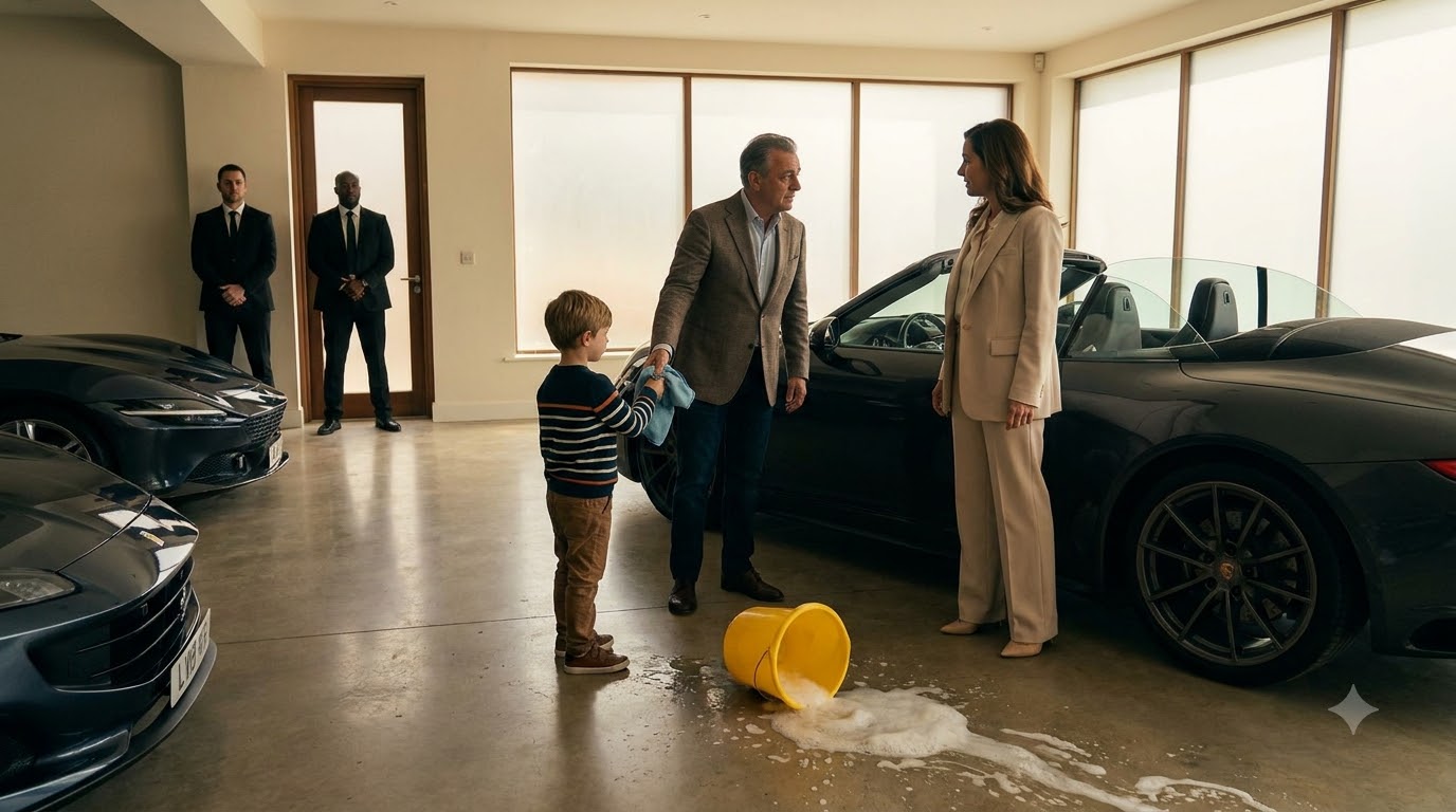 Helena kicks over the bucket of soapy water next to Leo and forces the cleaning cloth back into the boy’s hands.