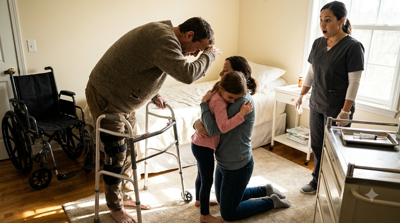 The night I saw a woman raise a syringe toward my wheelchair-bound husband, my six-year-old daughter screamed, “Don’t hurt Daddy!” Then the woman kicked her to the floor—and my husband suddenly stood up.