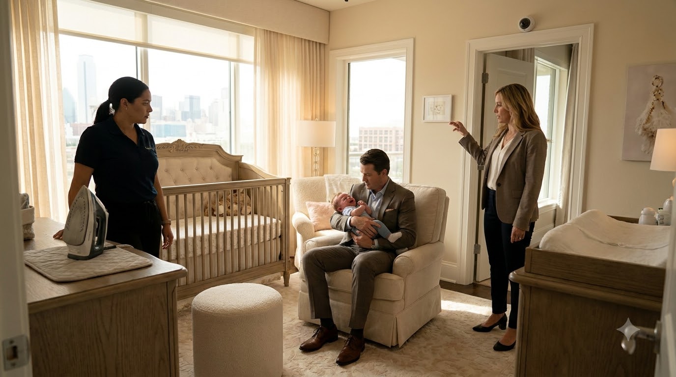 My billionaire employer came home early and found his ten-month-old son screaming beside a plugged-in iron. His wife pointed at me and yelled, “She hurt him!”—so I looked him in the eye and said, “Check the nursery camera.”