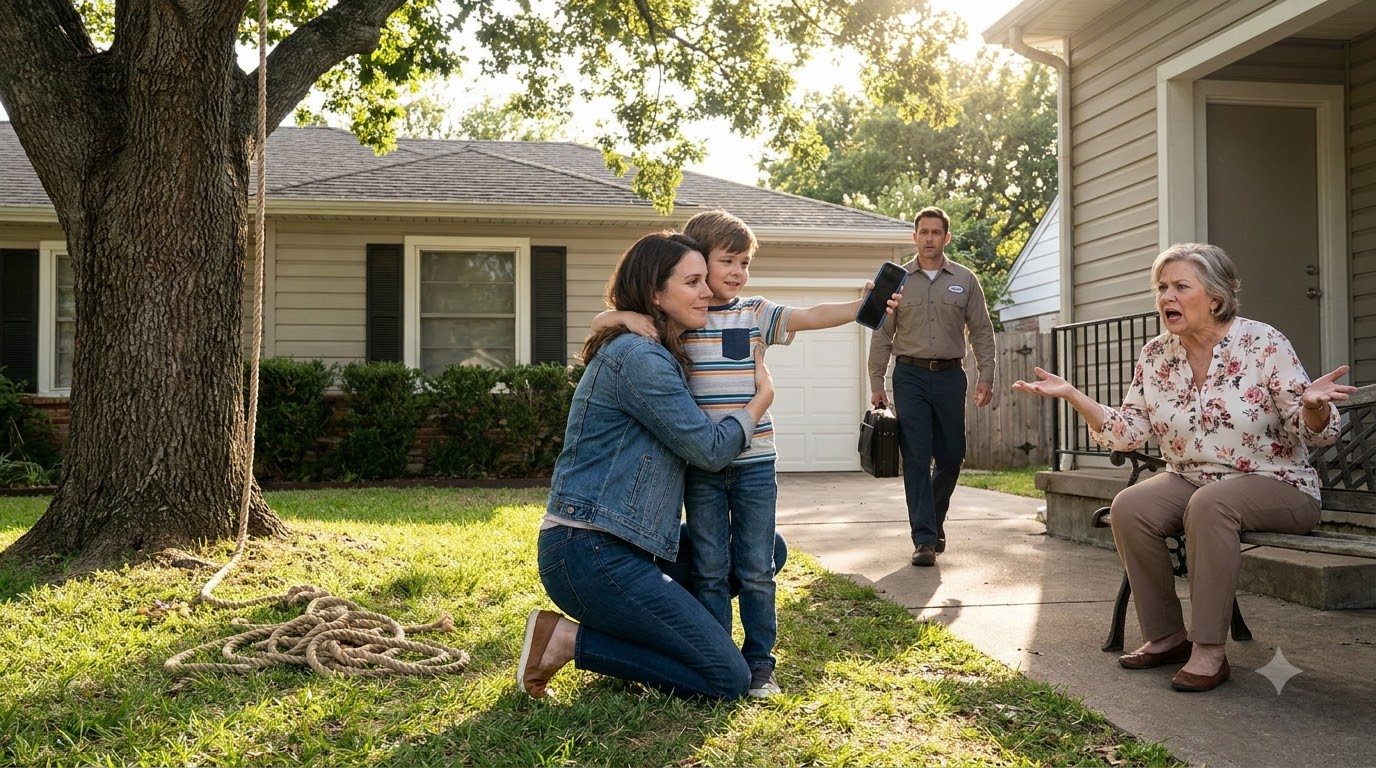 I Came Home From Work and Found My Five-Year-Old Son Tied to a Tree—Then My Husband Walked In and Believed His Mother’s Lie.