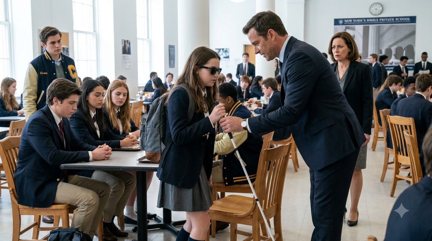 I was on my knees in the school cafeteria searching for my white cane when a boy laughed and whispered, “Make her crawl for it.” None of them knew who my father was.