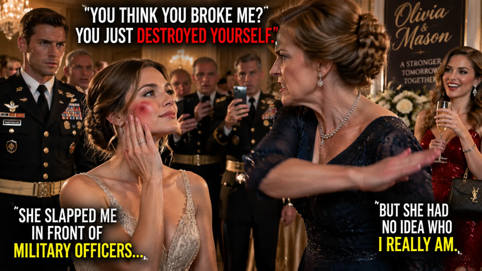 After I refused to hand over my late father’s military compensation to my irresponsible sister, my mother publicly slapped me in front of my fiancé and dozens of senior military officers. s1797
