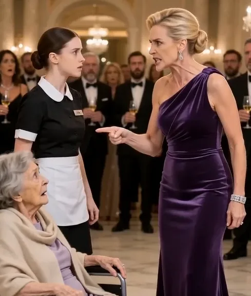 THE WAITRESS STOPPED A BILLIONAIRE’S GUEST FROM HITTING AN ELDERLY WOMAN — THEN THE BILLIONAIRE KNEELED AND SAID “MOTHER”