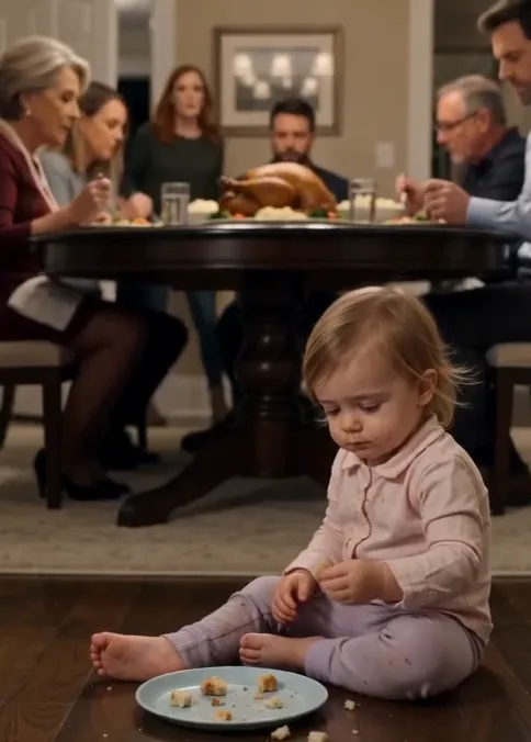 MY 2-YEAR-OLD WAS EATING SCRAPS OFF THE FLOOR WHILE MY HUSBAND'S FAMILY FEASTED - THEN SHE POINTED UPSTAIRS AND WHISPERED THREE WORDS