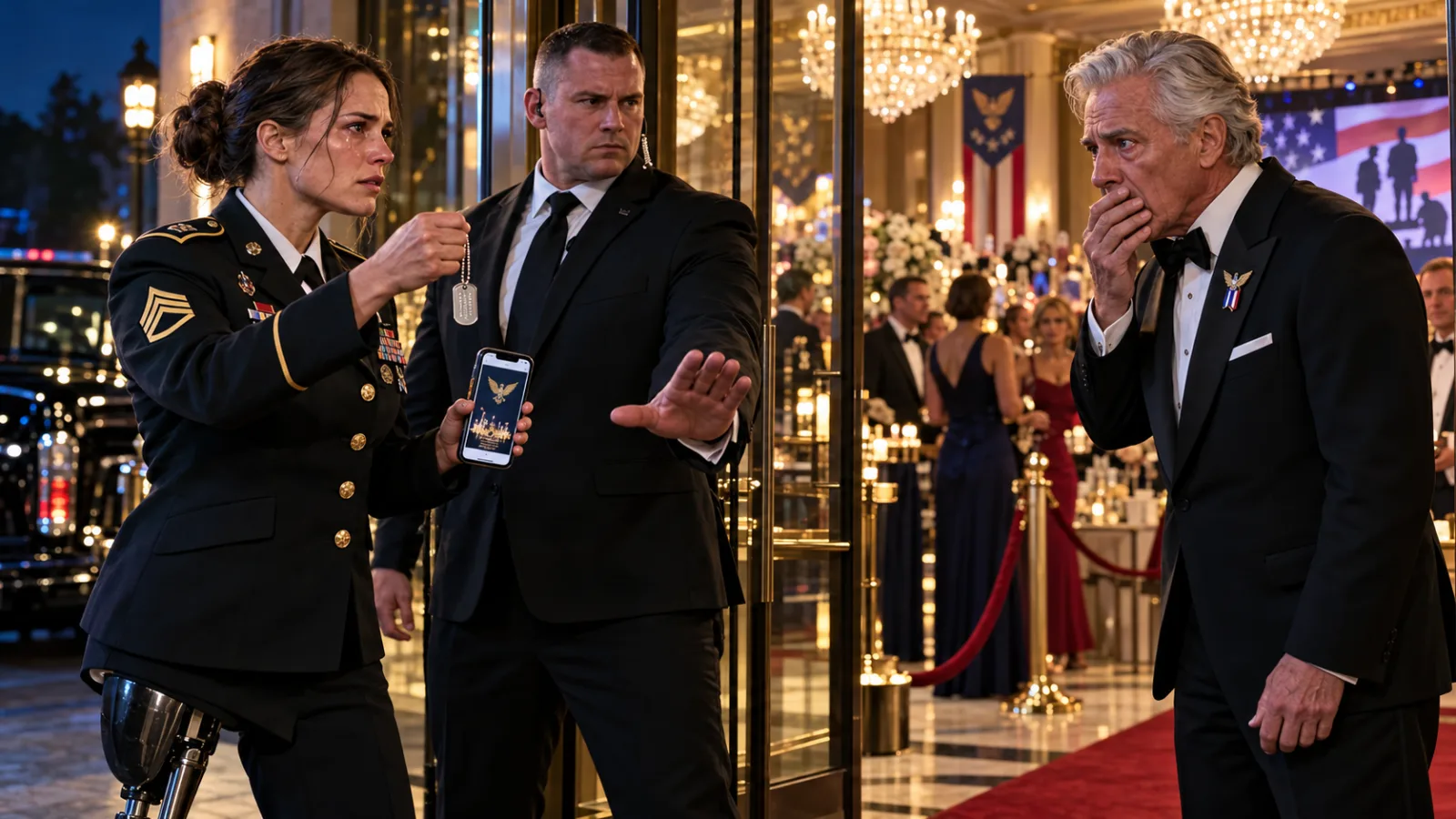 9. THE GALA GUARD BLOCKED MY PROSTHETIC LEG—THEN THE OWNER RECOGNIZED HIS DOG TAGS