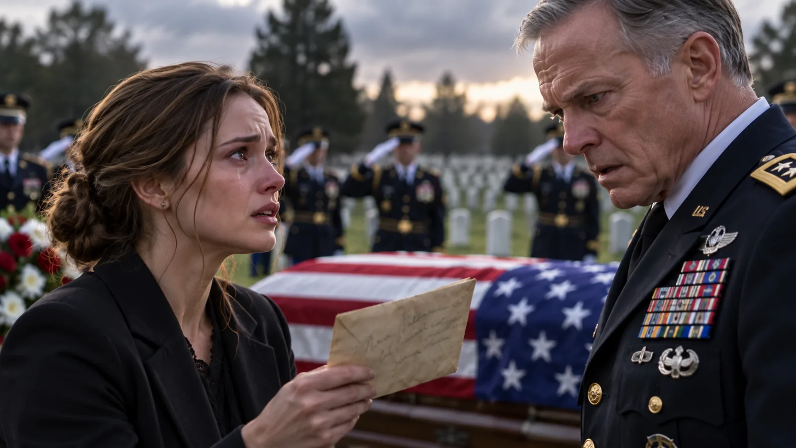  At My Husband’s Military Funeral, a General Ordered Me to Hide His Letter—He Didn’t Know His Signature Was Inside