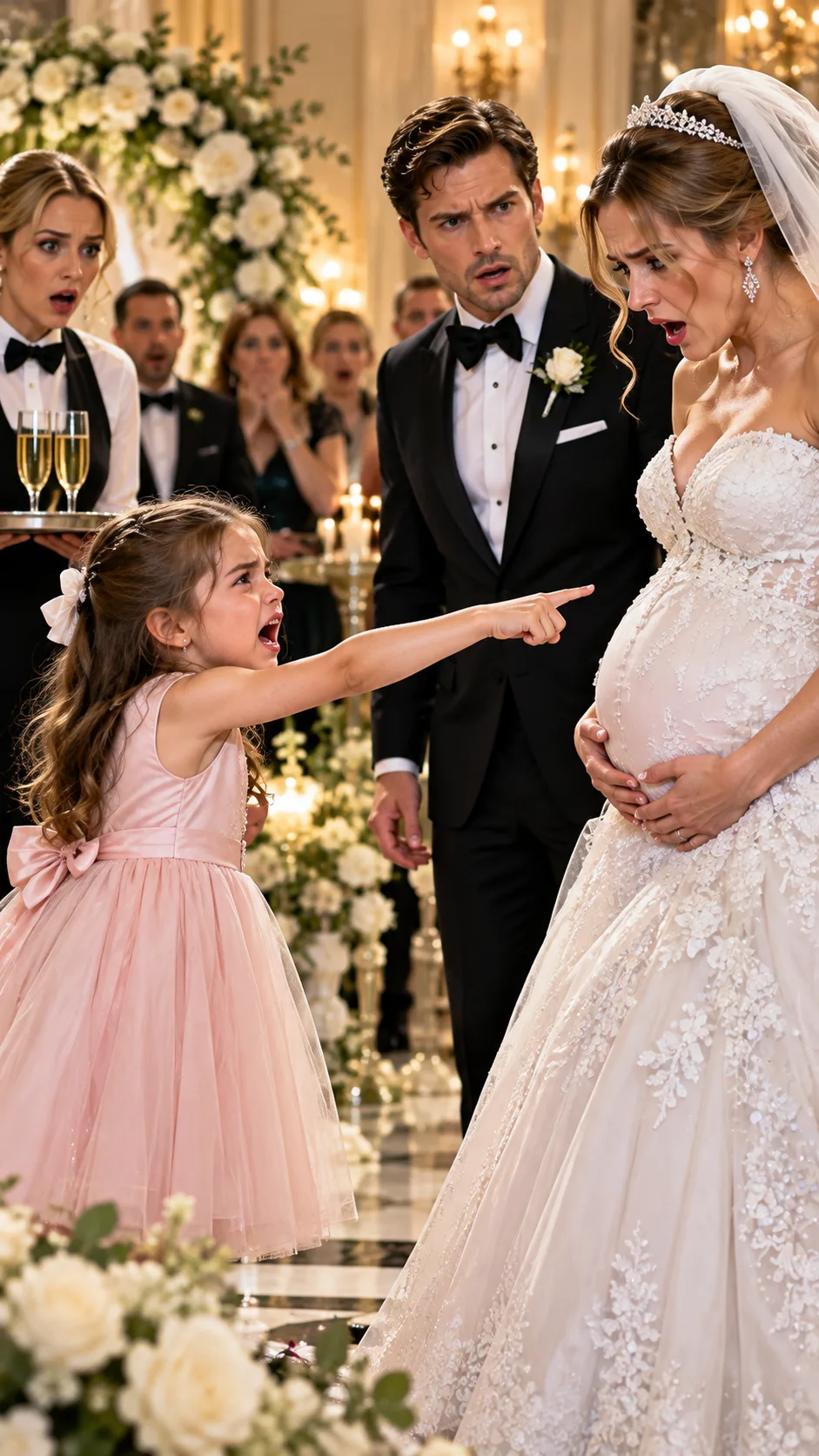 AT MY DAD’S WEDDING, I POINTED AT HIS PREGNANT BRIDE AND SCREAMED, “THAT BABY ISN’T YOURS!”—I WAS ONLY 6, BUT WHAT I SAW 11 NIGHTS EARLIER MADE HER TURN DEATHLY PALE!