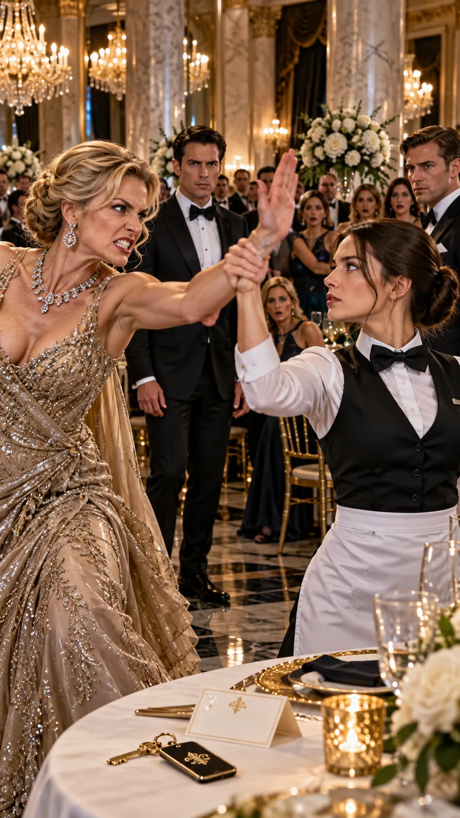 “YOU’RE JUST THE HELP!” A Rich Woman Tried to Slap a Waitress at a Luxury Gala—Then the Waitress Revealed a Secret That Could Destroy Her Entire Family.