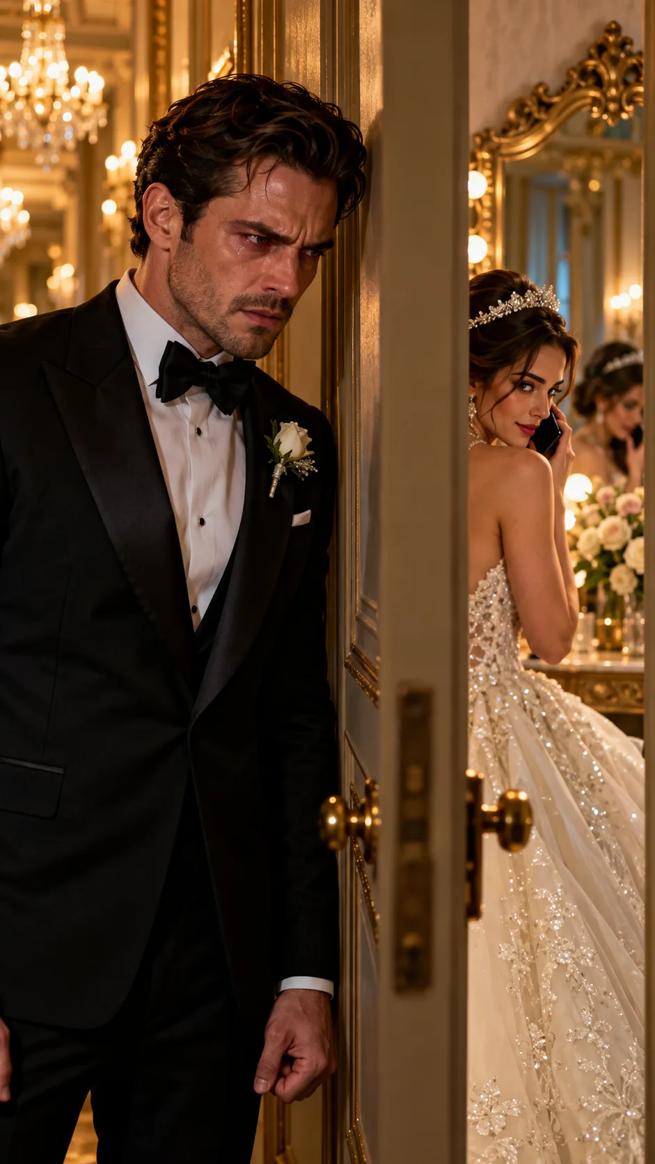 😱 **MINUTES BEFORE OUR WEDDING, I HEARD MY BRIDE WHISPER, “THAT FOOL THINKS I LOVE HIM. I'LL DIVORCE HIM IN SIX MONTHS AND TAKE HIS MONEY!”—SHE HAD NO IDEA I WAS STANDING BEHIND THE DOOR. SO I WAITED FOR HER AT THE ALTAR… AND WHAT I DID NEXT LEFT EVERY GUEST SPEECHLESS!** 💔💍