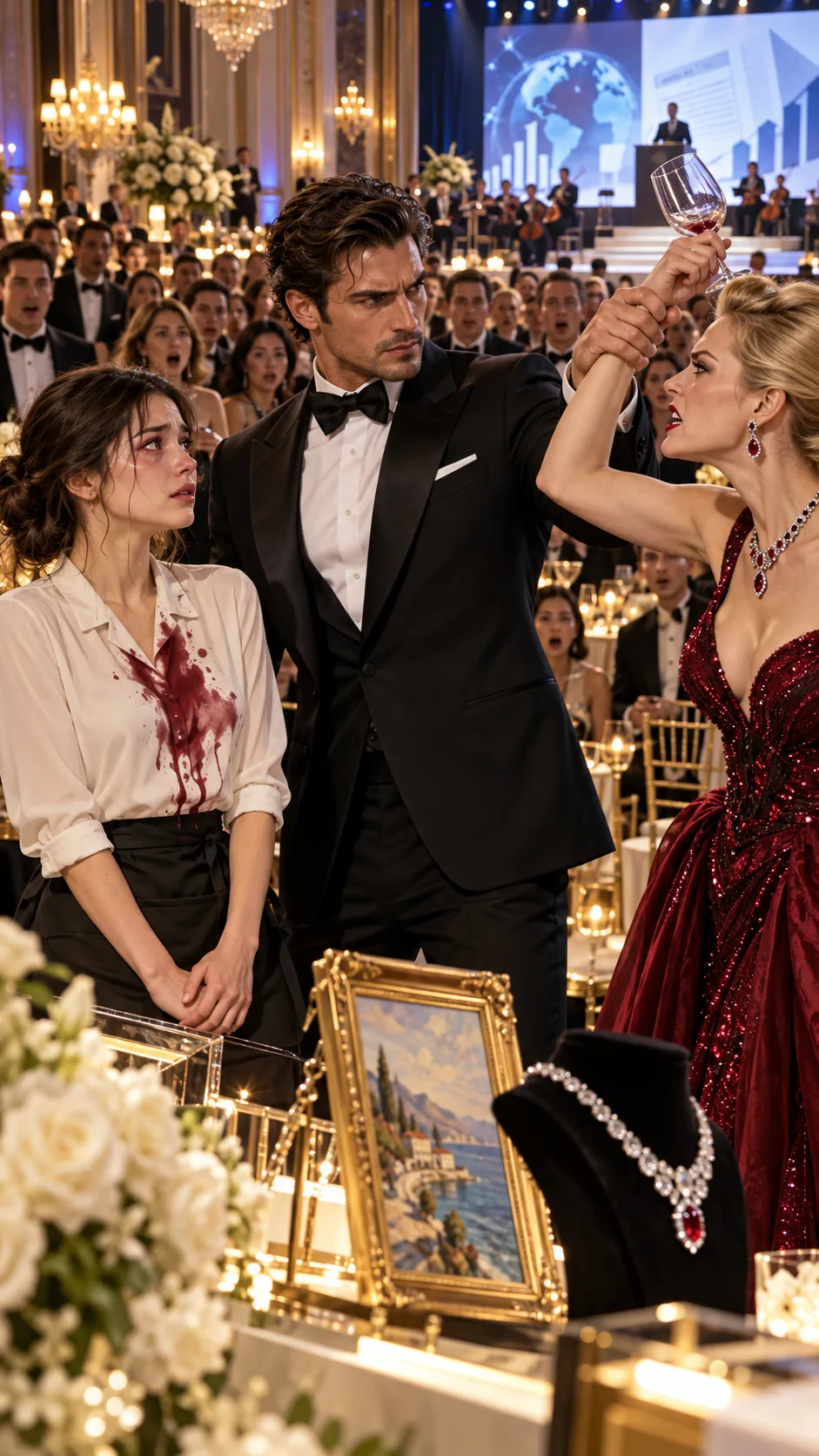  A Rich Woman Humiliated a Young Maid in Front of 300 Wealthy Guests and Laughed—But When the Billionaire Took the Microphone, He Exposed the $2.4 Million Secret She Desperately Wanted to Hide. 😱💔