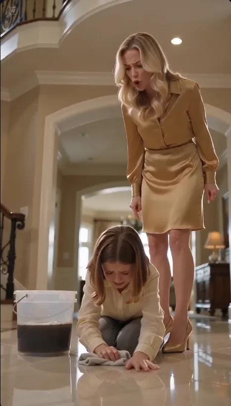 I Came Home Early and Found My 12-Year-Old Daughter on Her Knees Scrubbing the Floor While My Wife and Three Women Drank Wine—Then Her Teacher Stood Up and Exposed a Shocking Secret.