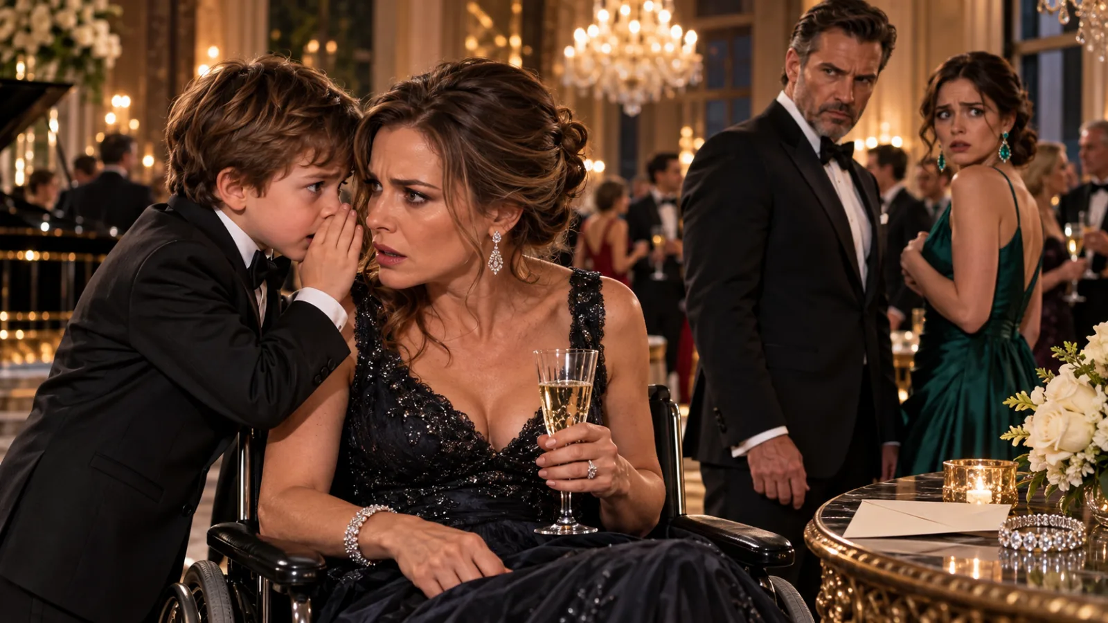 "DON'T DRINK THAT, MA'AM. MY MOMMY SAID YOUR HUSBAND WANTS YOU TO STAY IN THAT WHEELCHAIR FOREVER."