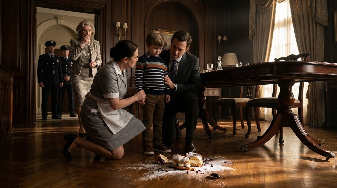 JAMIE KNOCKED A PASTRY FROM HIS FATHER’S HAND SECONDS BEFORE THE FIRST BITE. NATHAN THOUGHT HIS FIVE-YEAR-OLD SON WAS MISBEHAVING—UNTIL THE DESSERT BROKE OPEN ON THE FLOOR AND SOMETHING DARK CRAWLED OUT.**