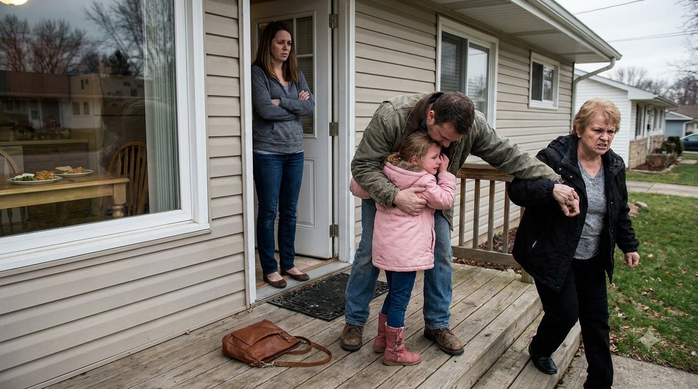 I came home early and found my mother-in-law forcing my 5-year-old daughter to kneel at her feet—then she slapped me when I tried to stop her.