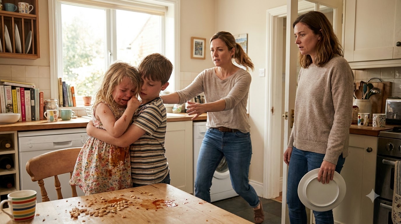 My four-year-old daughter was crying from hunger when her grandmother threw a plate of noodles into her face.