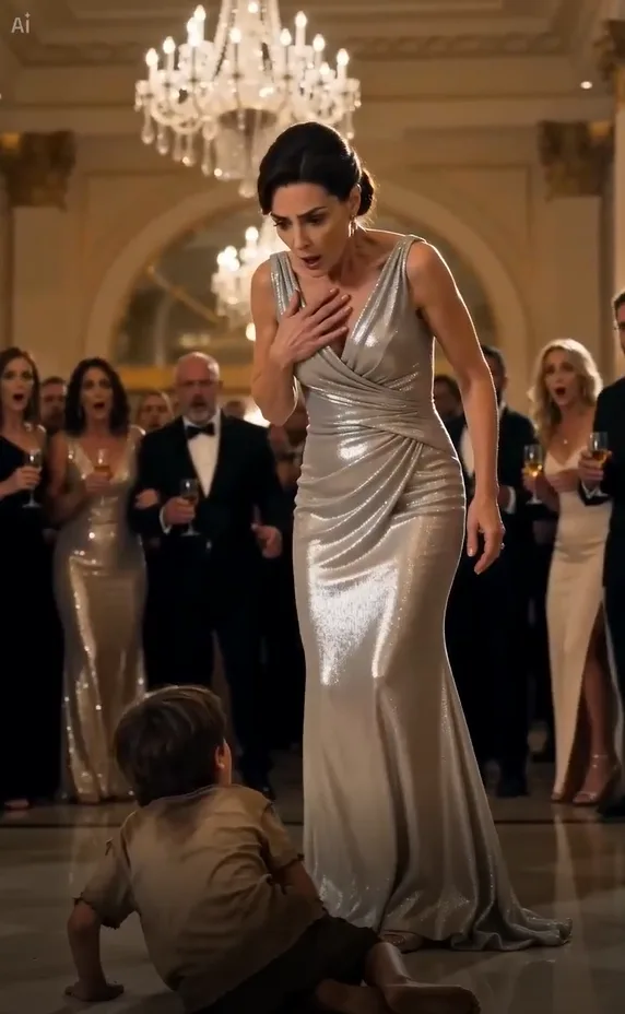 A ragged little boy suddenly burst into the ultra-luxury gala, crying hysterically as security guards aggressively chased after him.