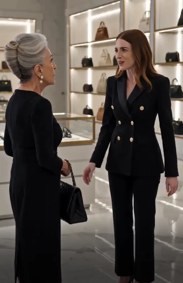 My daughter-in-law mocked my “cheap” black dress at my husband’s funeral and called me classless in front of everyone—she had no idea she was insulting the woman who owned the luxury brand that employed her