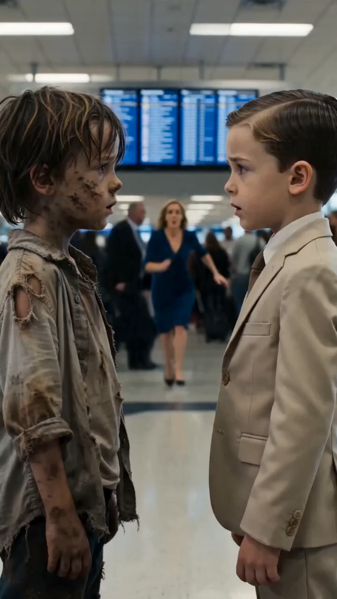 THE BOY SAW HIS OWN FACE IN AN AIRPORT… THEN THE STRANGER PULLED OUT A TAG LABELED “BABY #2” 😳💔