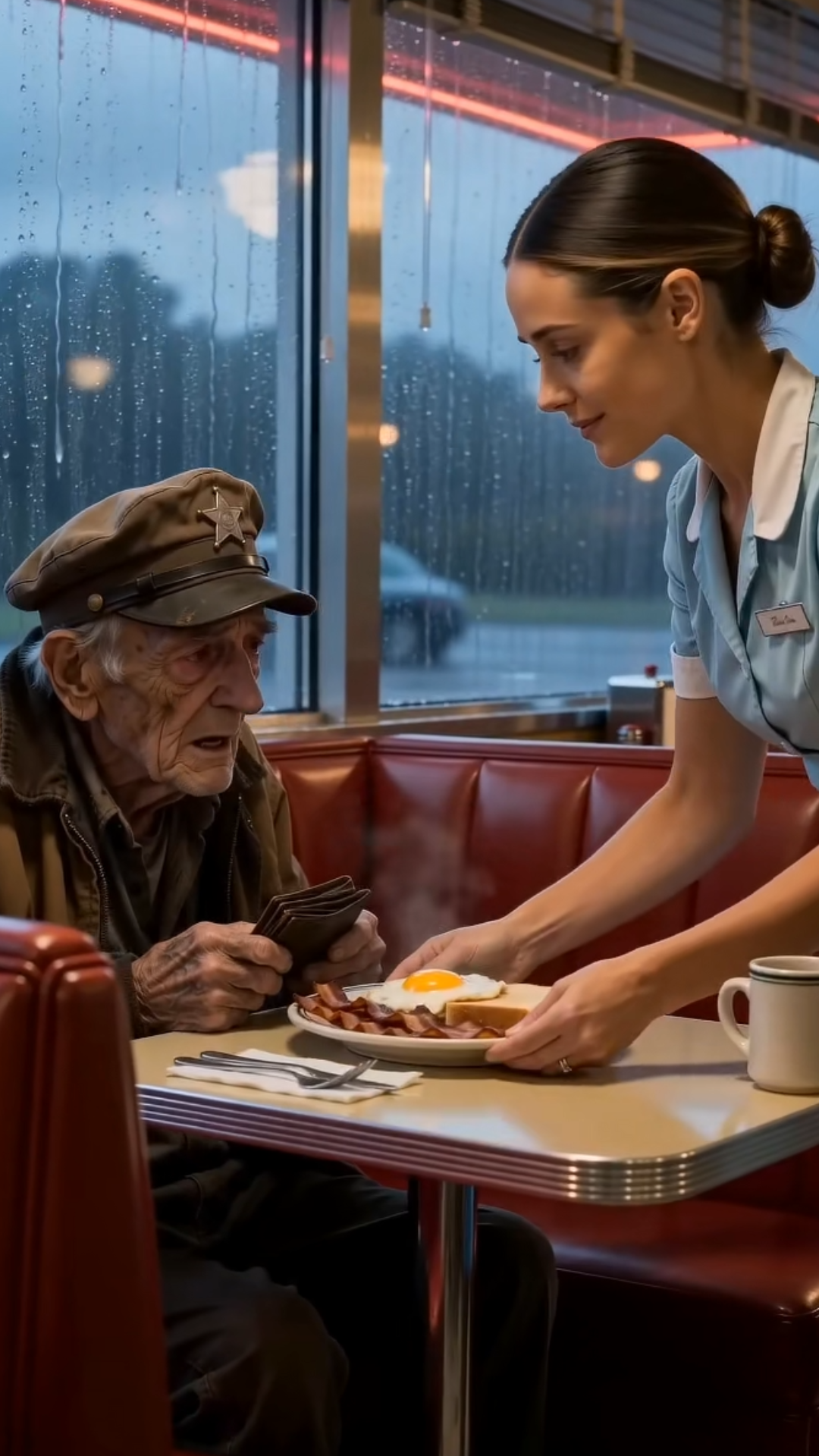 The Waitress Fed a Poor Old Man for Free—Then Black SUVs Arrived and Revealed His Secret