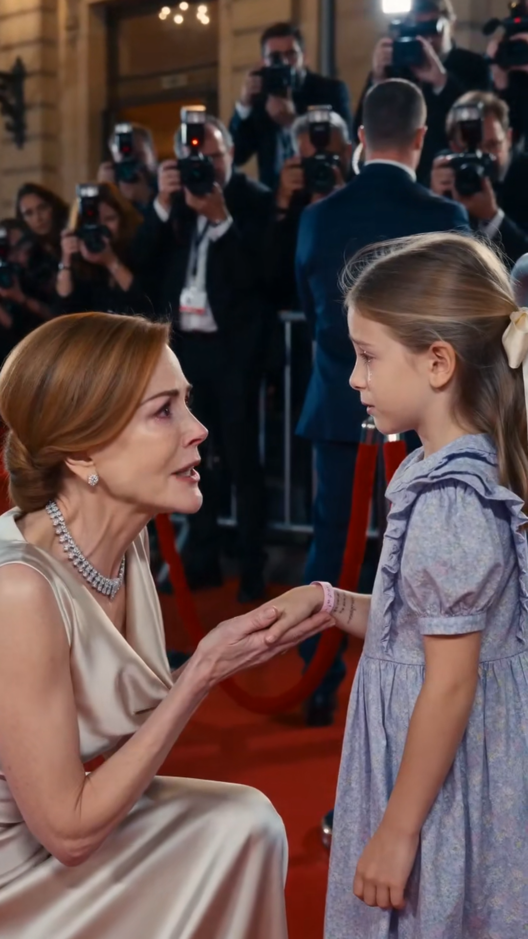 **Une fillette arrête une star sur le tapis rouge… puis son bracelet révèle le secret d’une sœur disparue depuis sept ans**