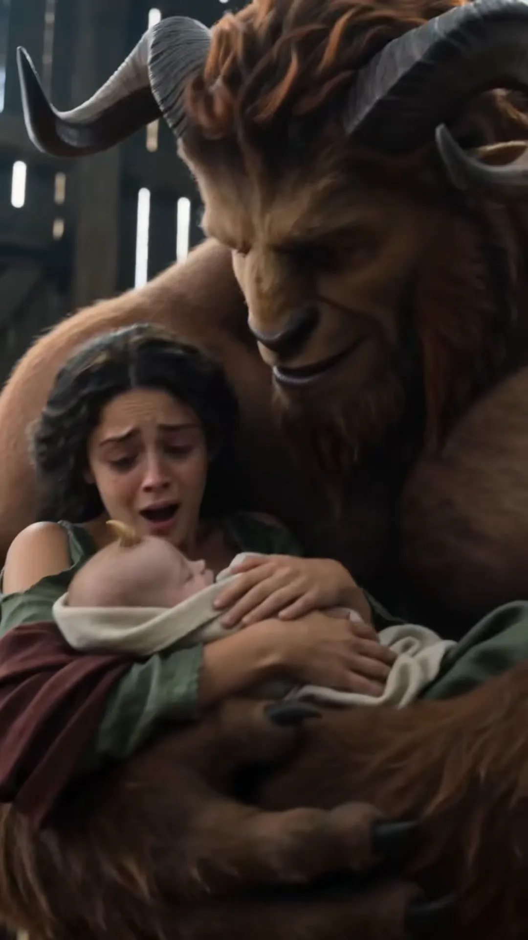 THE INJURED MOTHER FELL INTO THE MINOTAUR’S ARMS—THEN THE CASTLE GUARDS SAW THE BABY’S GOLDEN HORNS