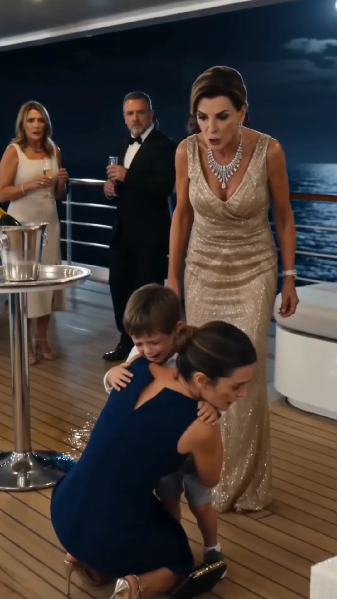 Sur le pont d’un yacht de luxe, Victoria gifle une mère devant son fils — puis un seul appel d’Elena bloque tout le navire et rouvre un dossier que les VIP voulaient enterrer