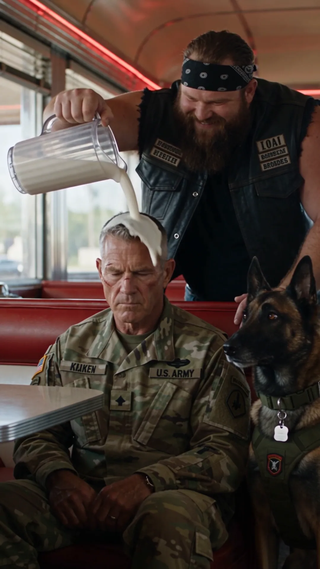 A Biker Dumped Milk on a Veteran and His Service Dog—Then the Veteran Saw His Patch and Whispered, “I’ve Been Looking for You.”