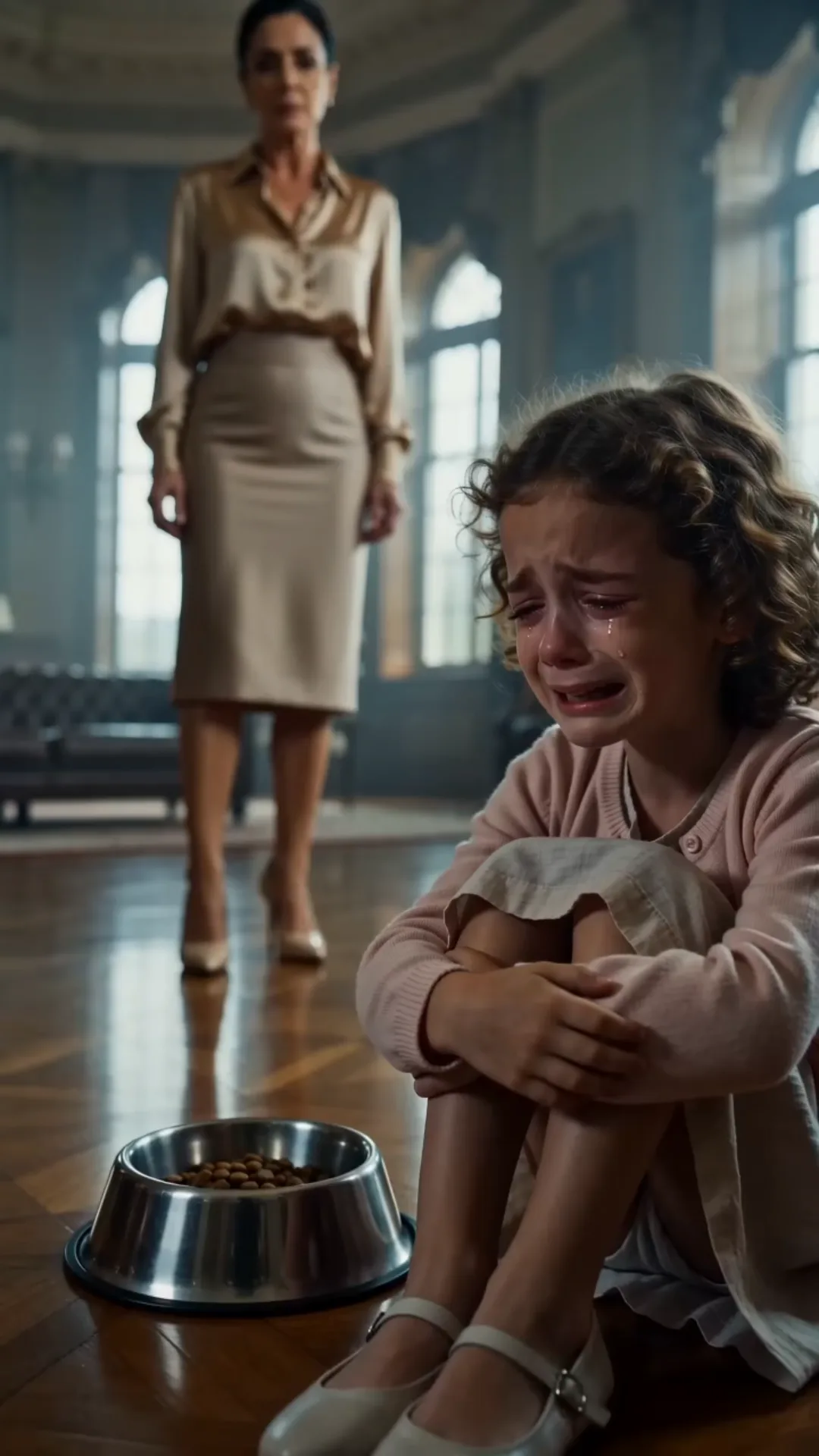 He Found His 6-Year-Old Daughter Crying Beside a Dog Bowl—Then the Housekeeper Showed Him One Video and the Entire Mansion Turned Against Her