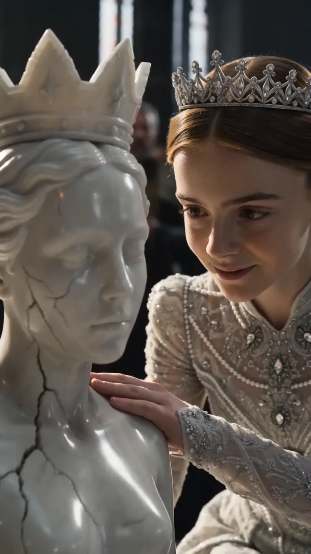 ON ACCUSAIT LA FILLE PÉTRIFIÉE D’AVOIR TUÉ LA REINE — PUIS LA STATUE DE LA REINE DÉSIGNA AURELIA DEVANT TOUTE LA COUR