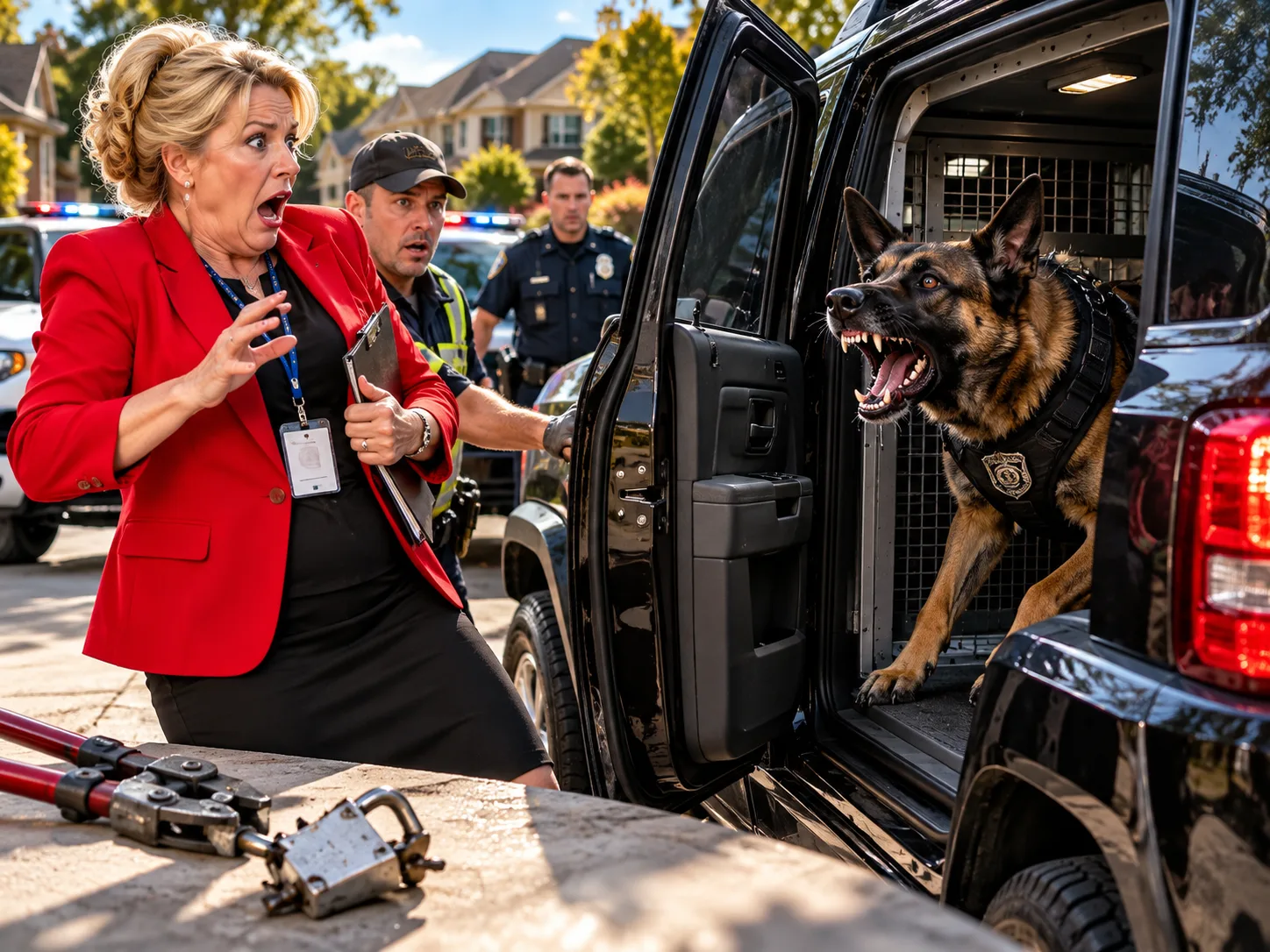 HOA PRESIDENT CUT THE LOCK OFF MY JEEP—THEN THE POLICE K-9 INSIDE EXPOSED HER $300,000 SECRET