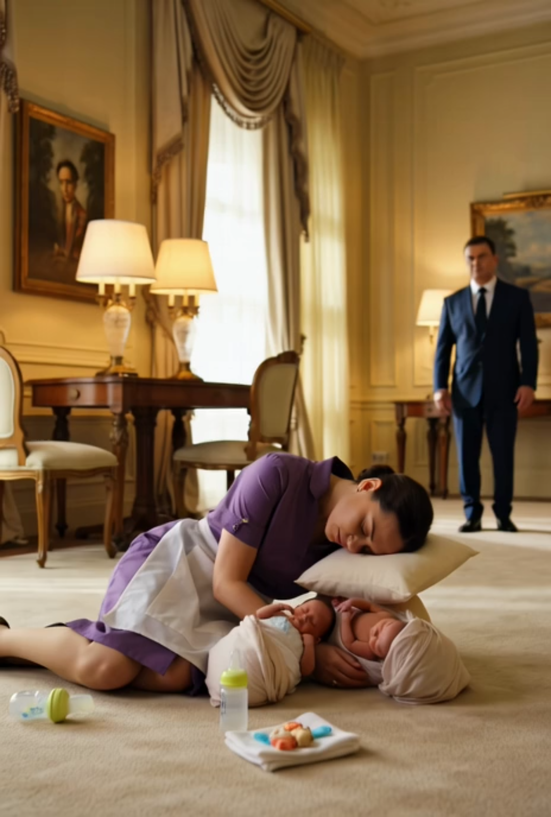 The Millionaire Found His Maid Sleeping on the Floor with His Twins… What She Revealed Changed His Life Forever