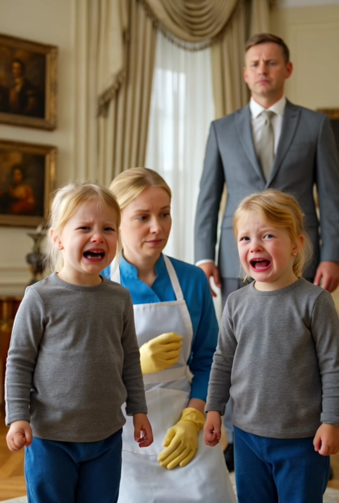 THE BILLIONAIRE WIDOWER’S TWIN DAUGHTERS WOULDN’T STOP CRYING… UNTIL THE NANNY WHISPERED THIS
