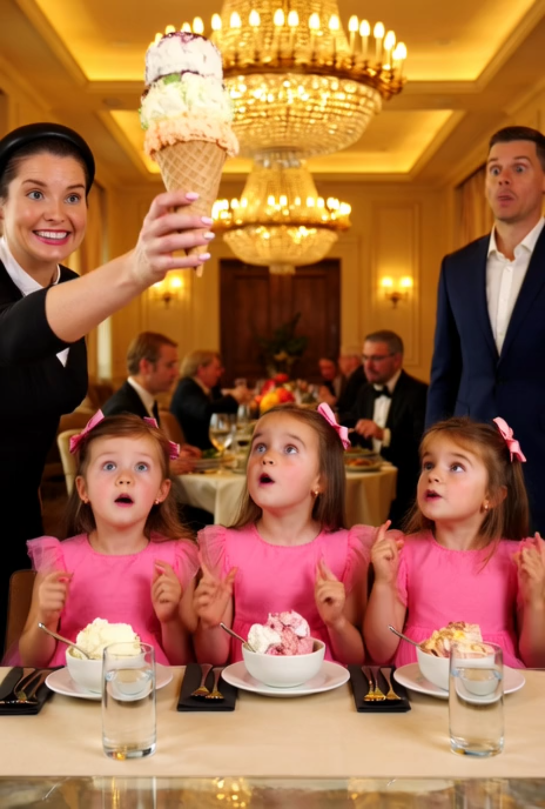 A widowed millionaire brought his mute triplets to work… what the waitress did made them speak!