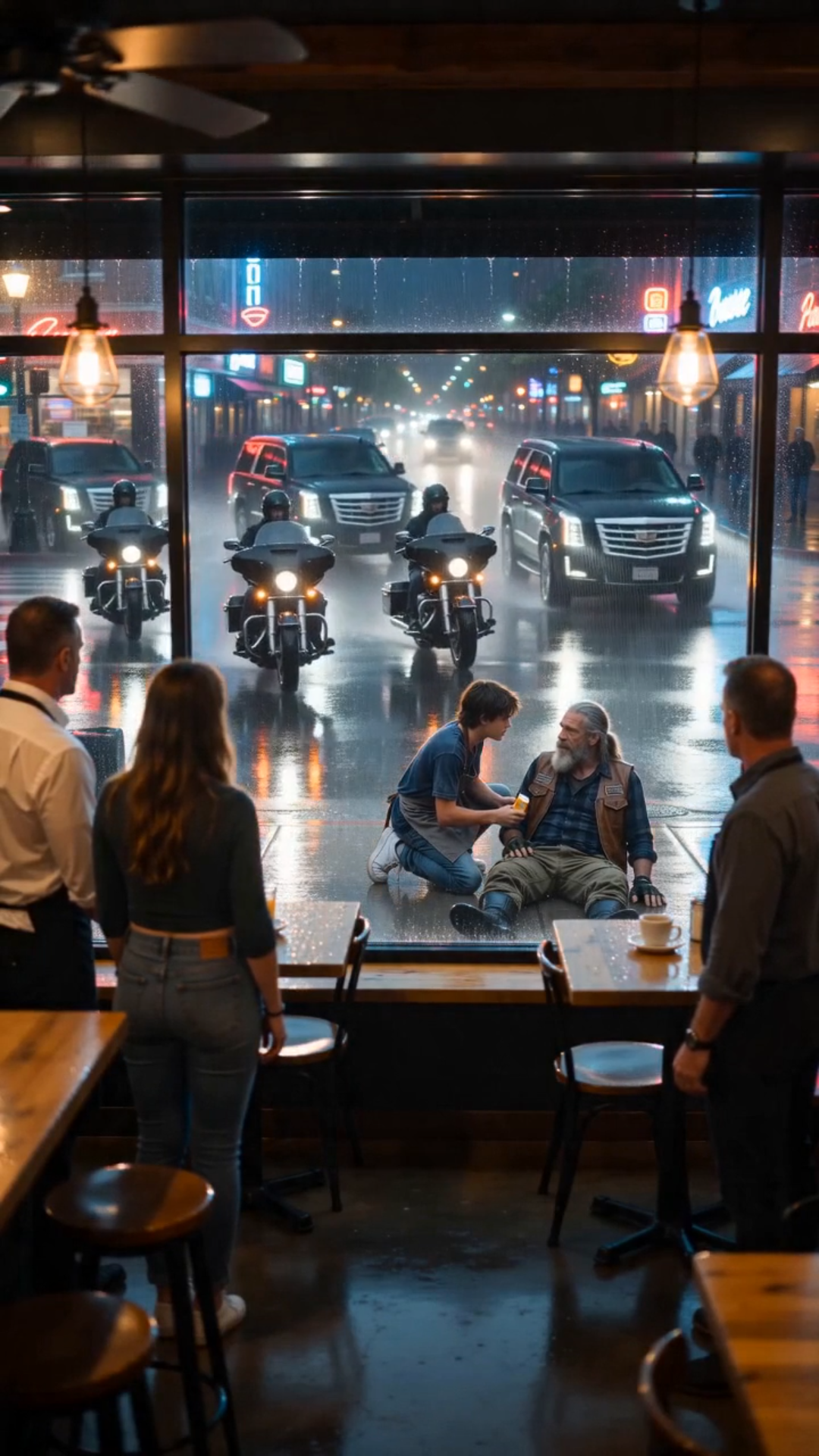 The Biker Outside Riverside Corner Café