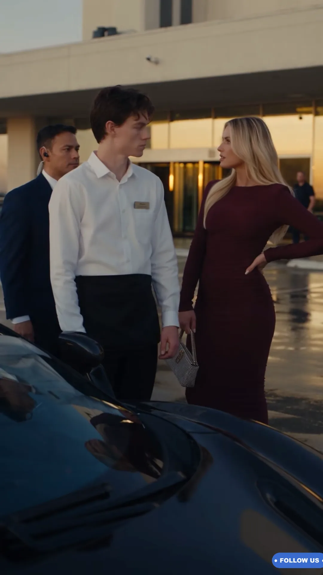 THE WAITER BESIDE THE SUPERCAR