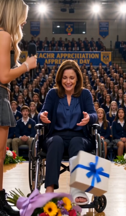 A Student Humiliated Her Injured Teacher Before Hundreds—Then Her Own Father Turned On the Screen and Exposed What Happened Before the Fall