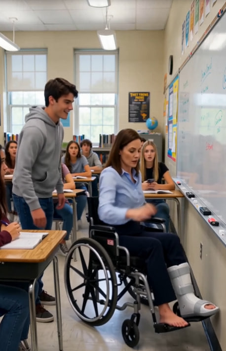 A Student Released His Injured Teacher’s Wheelchair Brake and Mocked Her in Class—Then a Classmate’s Video Exposed Why He Thought Nobody Could Punish Him