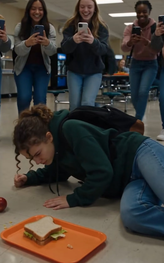 THEY LAUGHED WHEN JASON KICKED SOPHIA TO THE CAFETERIA FLOOR—UNTIL SHE TOLD HIM THE POLICE WERE OUTSIDE FOR WHAT HAPPENED BEHIND THE GYM