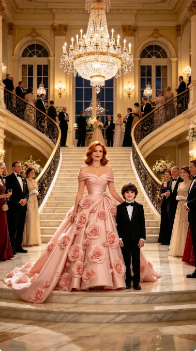 The Woman in the Pink Rose Gown Walked Into Her Family's Grand Gala With a Little Boy, and One Look at the Child Made the Groom Forget How to Breathe