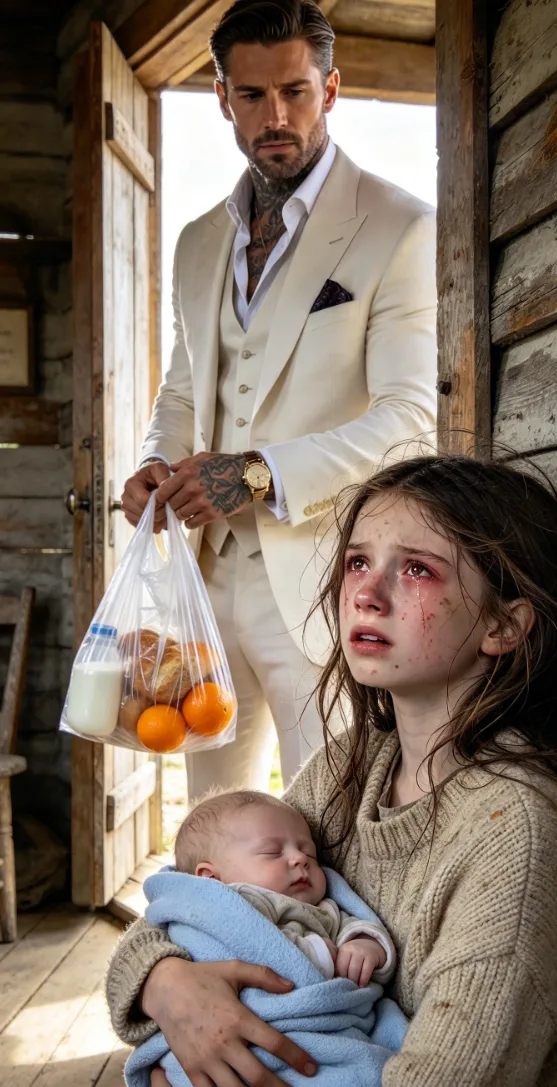 A Starving Little Girl Held Her Newborn Brother in an Abandoned Cabin—But When a Wealthy Stranger Brought Food, Her Tears Exposed a Terrifying Family Secret
