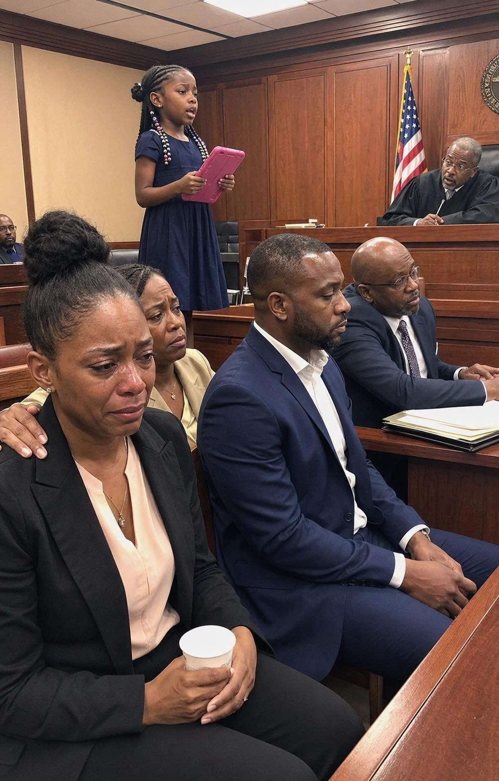 During our divorce trial, my husband showed no emotion as he sought to end our 20-year marriage. Moments before the judgment was read, my 8-year-old niece stood up and asked the judge to show a video of what she had witnessed at home, shocking everyone in the courtroom.
