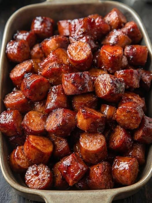 Sweet & Sticky Candied Kielbasa Bites