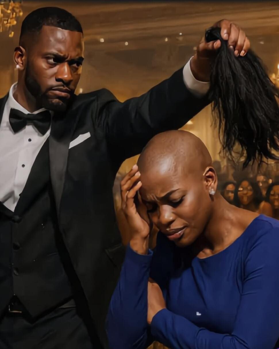 At the charity gala, he ripped off her wig and tossed it in the trash—laughing with his mistress while 300 people watched. She didn’t cry. She didn’t run. She walked to the mic, thanked everyone… and introduced the one guest he never expected