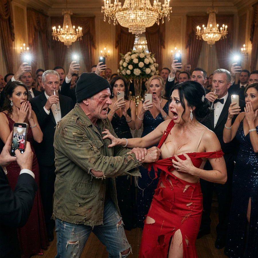The $50,000 Tear: How a Homeless Man Destroyed a Billionaire’s Dress to Save Her Life